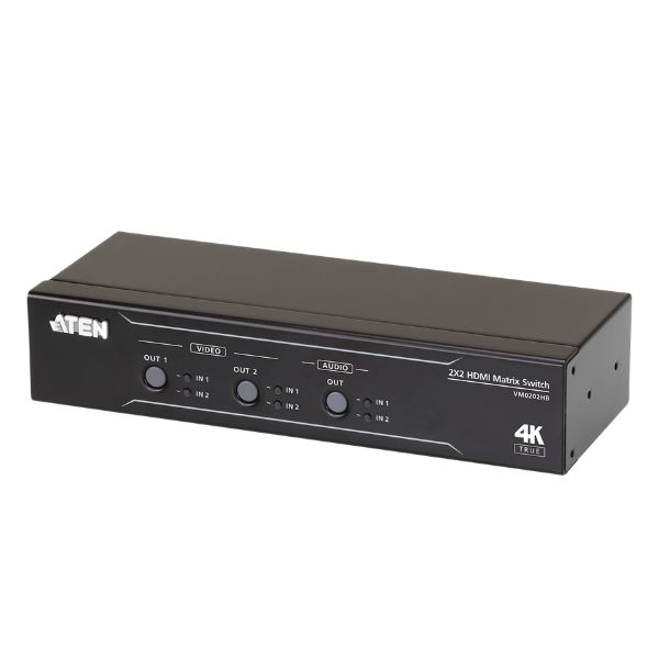 VM0202HB ATEN - Bộ chuyển mạch ma trận HDMI 4K thực 2 x 2 với bộ tách âm thanh.
